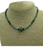 Κολιέ χειροποίητο με γυάλινες χάνδρες και κεραμική πέτρα - Image 3