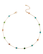 Κολιέ σε χρυσαφί ατσάλι με χρωματιστά κρύσταλλα