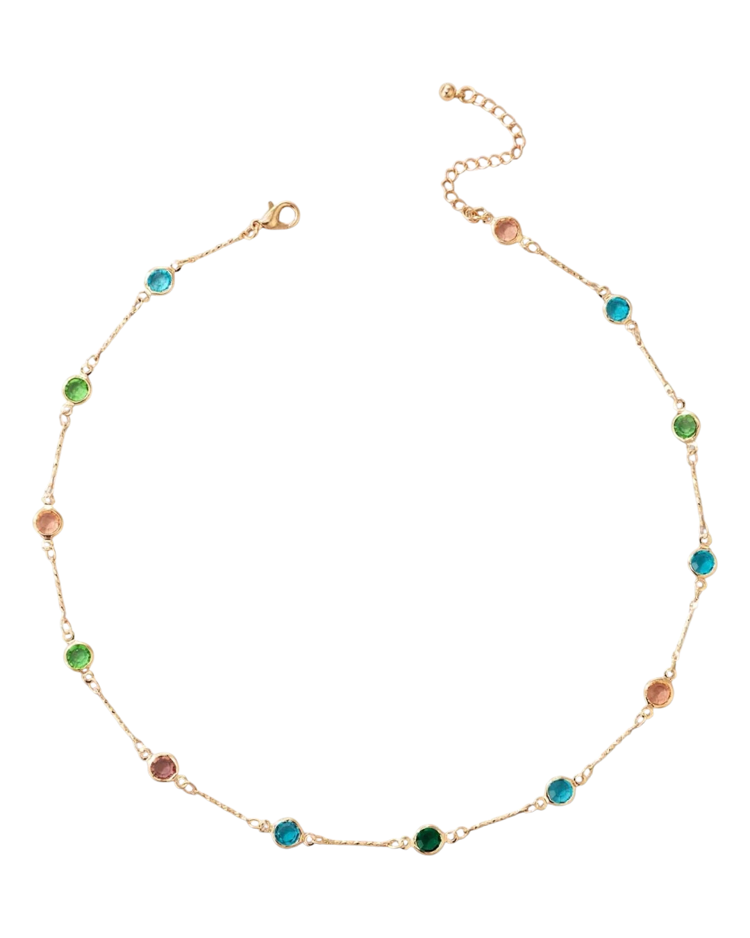 _an.21004 Κολιέ σε χρυσαφί ατσάλι με χρωματιστά κρύσταλλα - Image 1