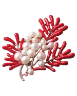 Καρφίτσα σε στύλ ρετρό με πέρλες και σμάλτο