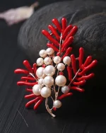 Καρφίτσα σε στύλ ρετρό με πέρλες και σμάλτο - Image 3