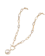 Κολιέ – αλυσίδα με κρεμαστή πέρλα faux