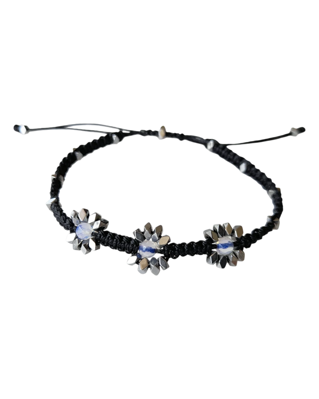 an.21128 Βραχιόλι μακραμέ χειροποίητο με φεγγαρόπετρα και αιματίτες - Image 1