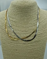 Κολιέ αλυσίδα πλακέ ασημένιο ή και επιχρυσωμένο διπλό