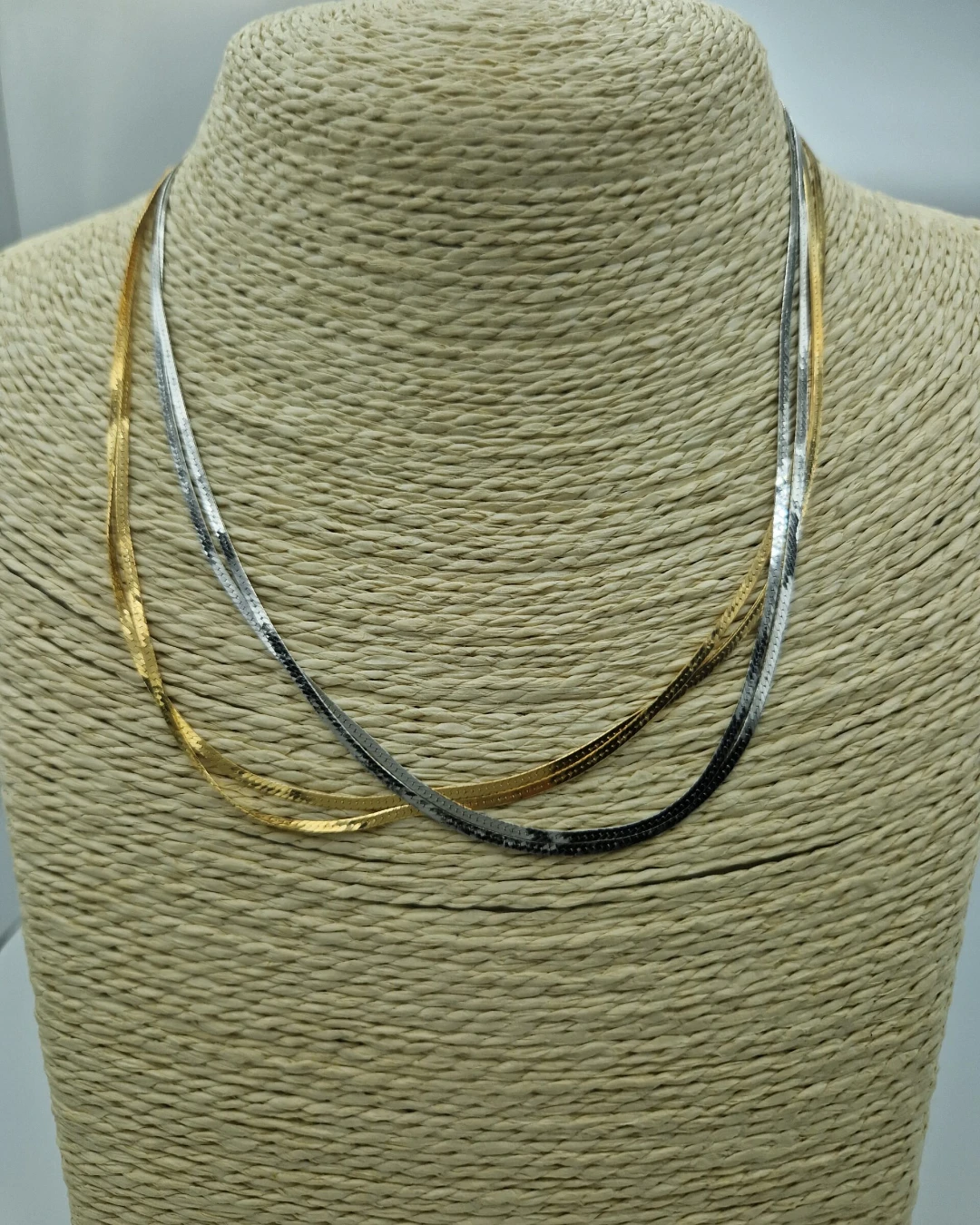 an.21177 Κολιέ αλυσίδα πλακέ ασημένιο ή και επιχρυσωμένο διπλό - Image 1