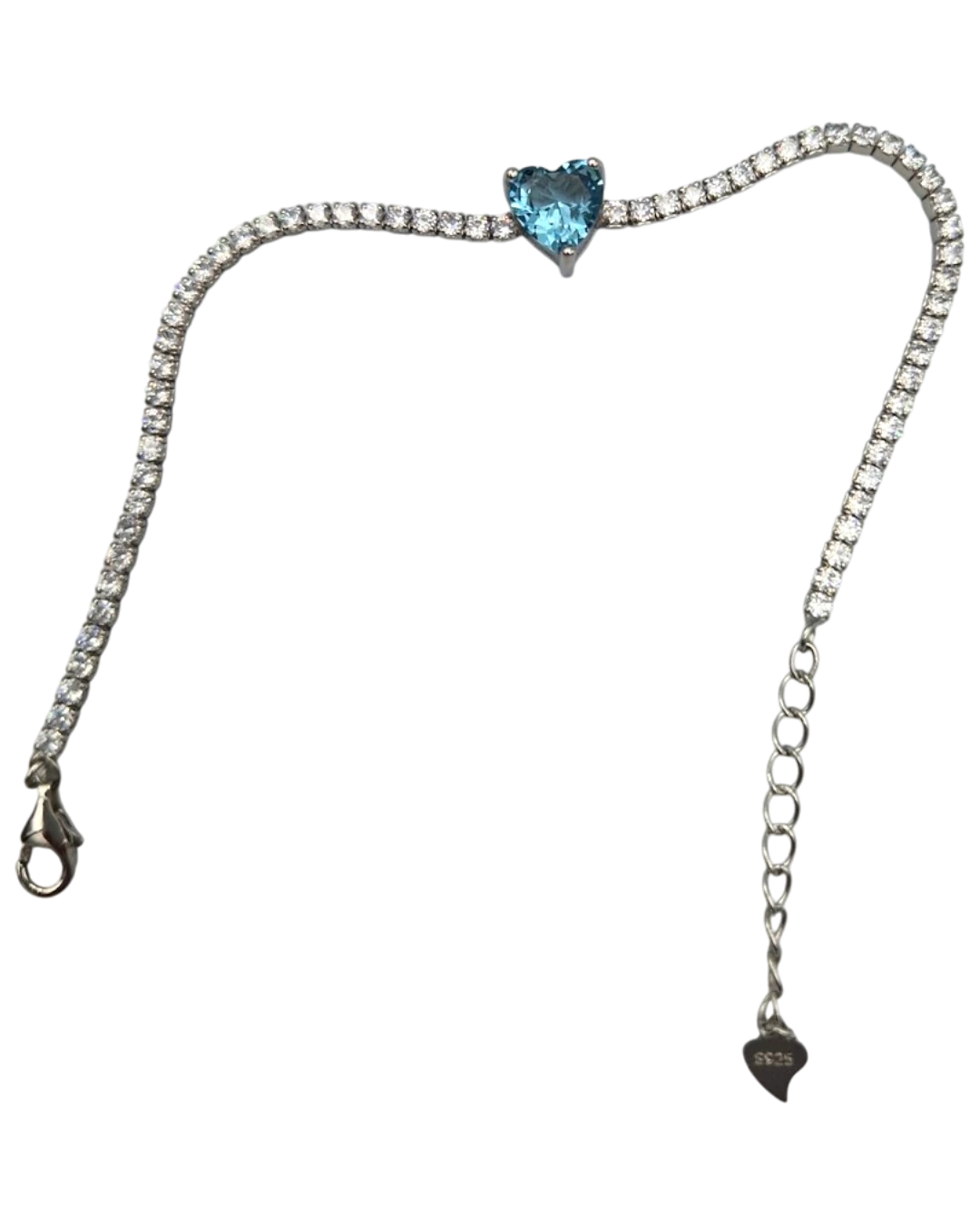 an.21187 Βραχιόλι ασημένιο με ζιρκόν και aquamarine - Image 1