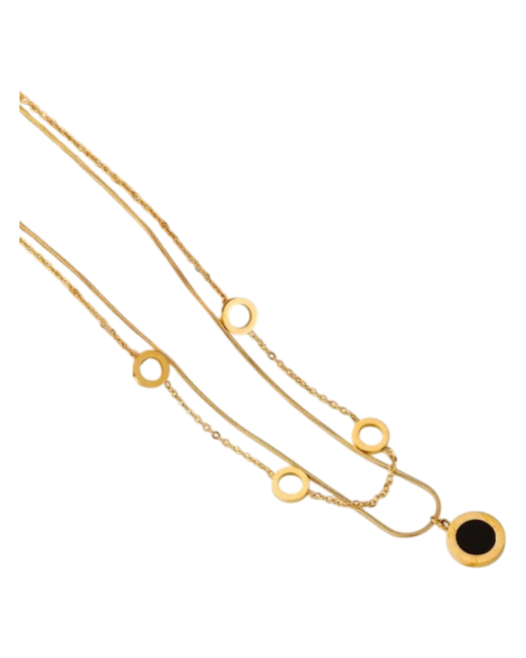 _an.21199 (2) Κολιέ διπλό απο ανοξείδωτο ατσάλι - Image 1