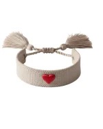 Βραχιόλι υφασμάτινο με κόκκινη καρδούλα - Image 3