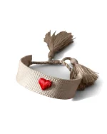 Βραχιόλι υφασμάτινο με κόκκινη καρδούλα