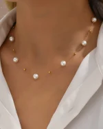 Κολιέ απο ατσάλι με περλίτσες - Image 2