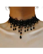 Κολιέ choker με δαντέλα και πέτρες