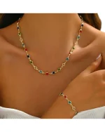 Κολιέ σέτ με το βραχιόλι του με χρωματιστά κρύσταλλα - Image 2