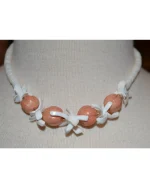 Κολιέ από Σιγκαπούρη από κόκκαλο μέ κοράλι vintage - Image 2