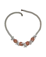 Κολιέ από Σιγκαπούρη από κόκκαλο μέ κοράλι vintage