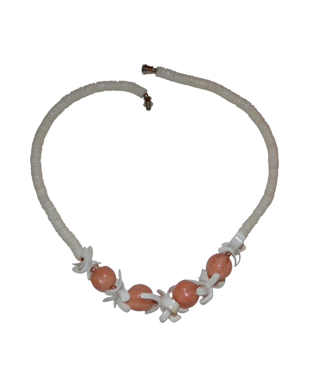 _an.328 (2) Κολιέ από Σιγκαπούρη από κόκκαλο μέ κοράλι vintage - Image 1
