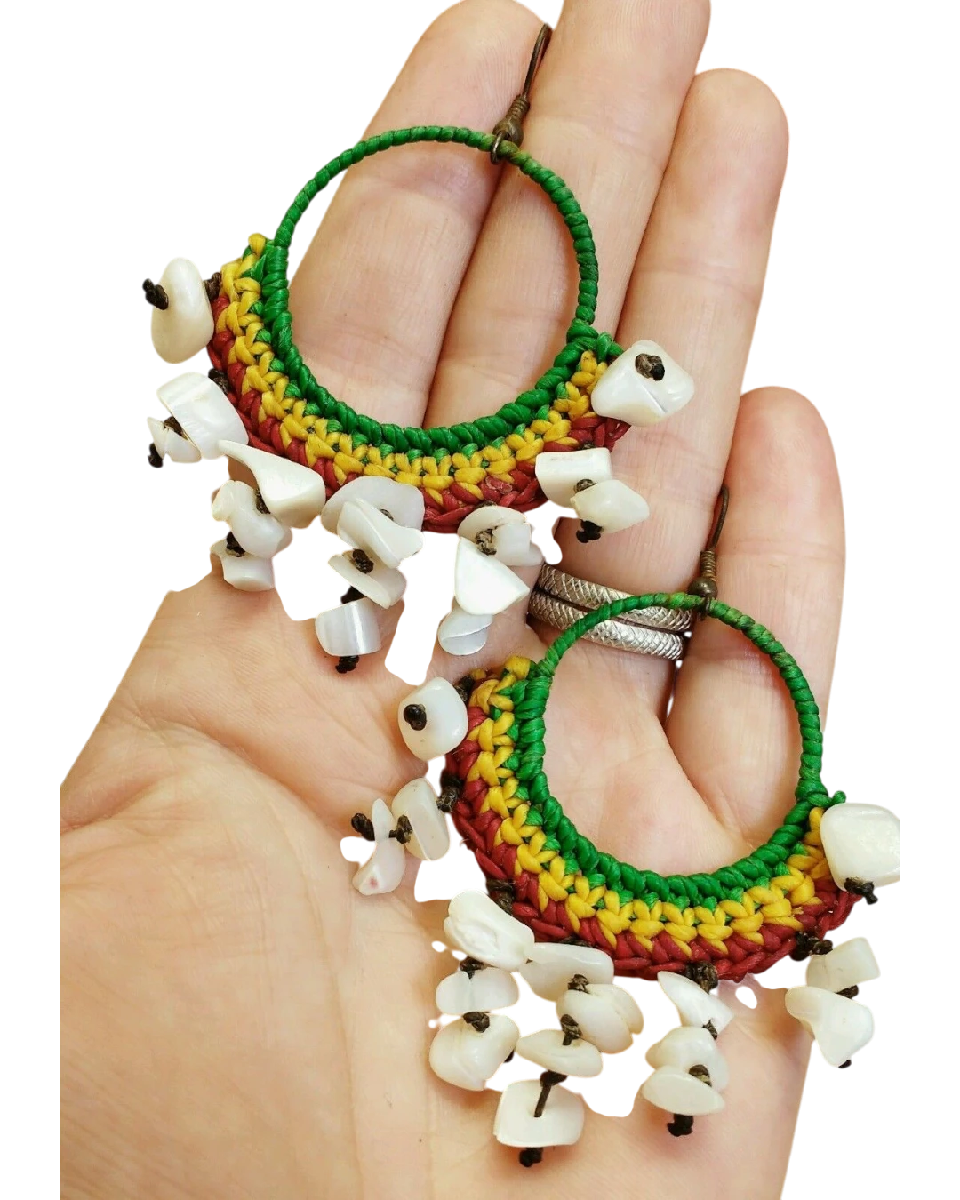 an.899 Σκουλαρίκια χειροποίητα πλεκτά μέ φίλντισι έθνικ-boho - Image 1