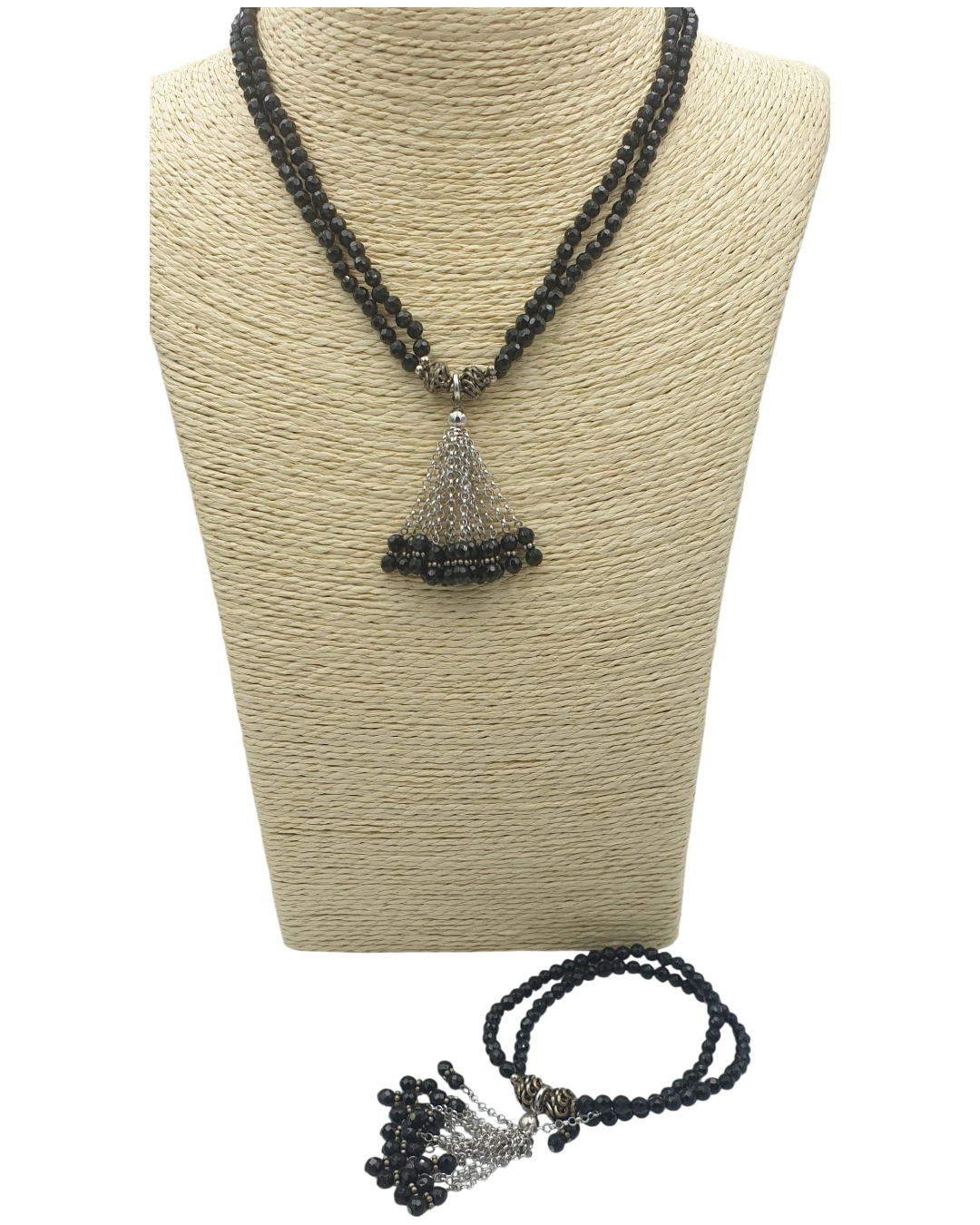 _an.990 Κολιέ σέτ μέ το βραχιόλι του με μαύρη χάνδρα - Image 1