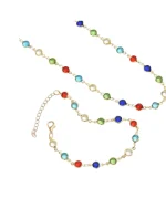 Κολιέ σέτ με το βραχιόλι του με χρωματιστά κρύσταλλα