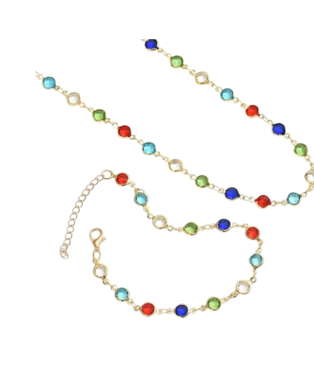 an22355 Κολιέ σέτ με το βραχιόλι του με χρωματιστά κρύσταλλα - Image 1