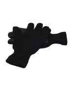 Γάντια μάλλινα με δέρμα μαύρα - Image 3