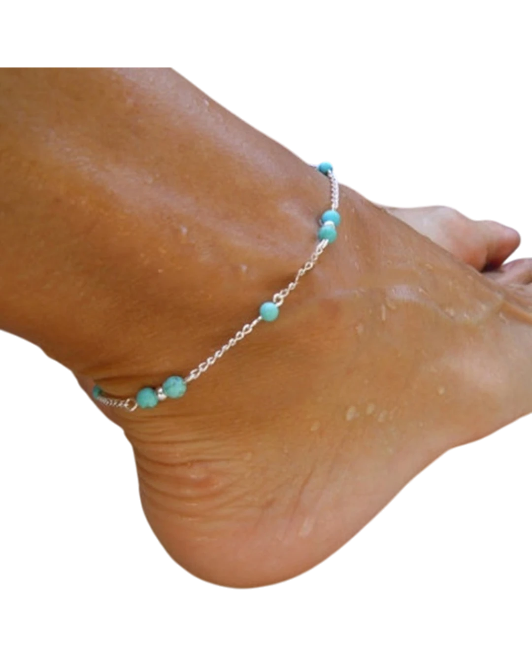 an.20387 Αλυσίδα ποδιού με τυρκουάζ έθνικ-boho - Image 1