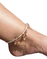 Βραχιόλι ποδιού με περλίτσες και κρύσταλλα stretch