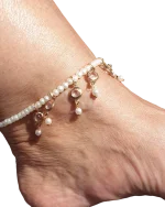 Βραχιόλι ποδιού με περλίτσες και κρύσταλλα stretch - Image 3