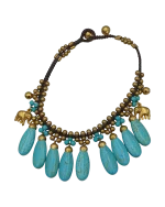 Βραχιόλι ποδιού ethnic-boho indian με τυρκουάζ - Image 2