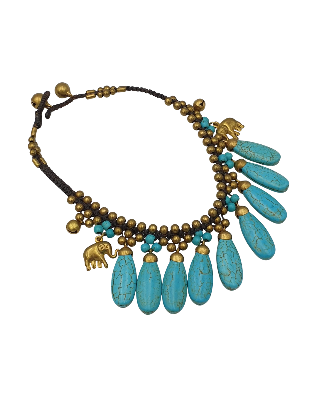 _an.20710 Βραχιόλι ποδιού ethnic-boho indian με τυρκουάζ - Image 1