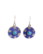 Σκουλαρίκια χειροποίητα επάργυρα με λάπις ethnic-boho Tibet