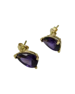 Σκουλαρίκια ασημένια-επιχρυσωμένα με αμέθυστο