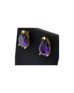 Σκουλαρίκια ασημένια-επιχρυσωμένα με αμέθυστο - Image 3
