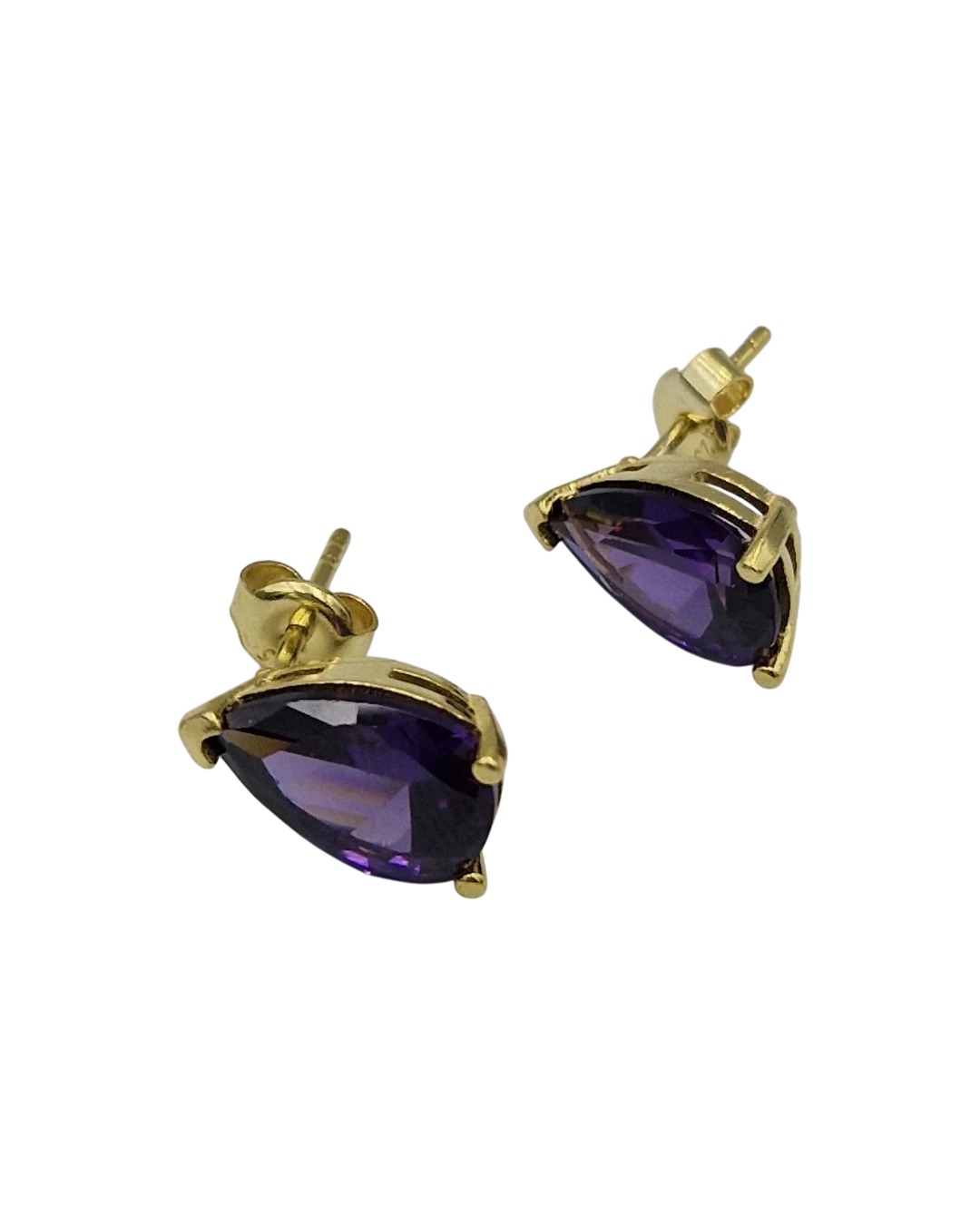 an.20847 Σκουλαρίκια ασημένια-επιχρυσωμένα με αμέθυστο - Image 1