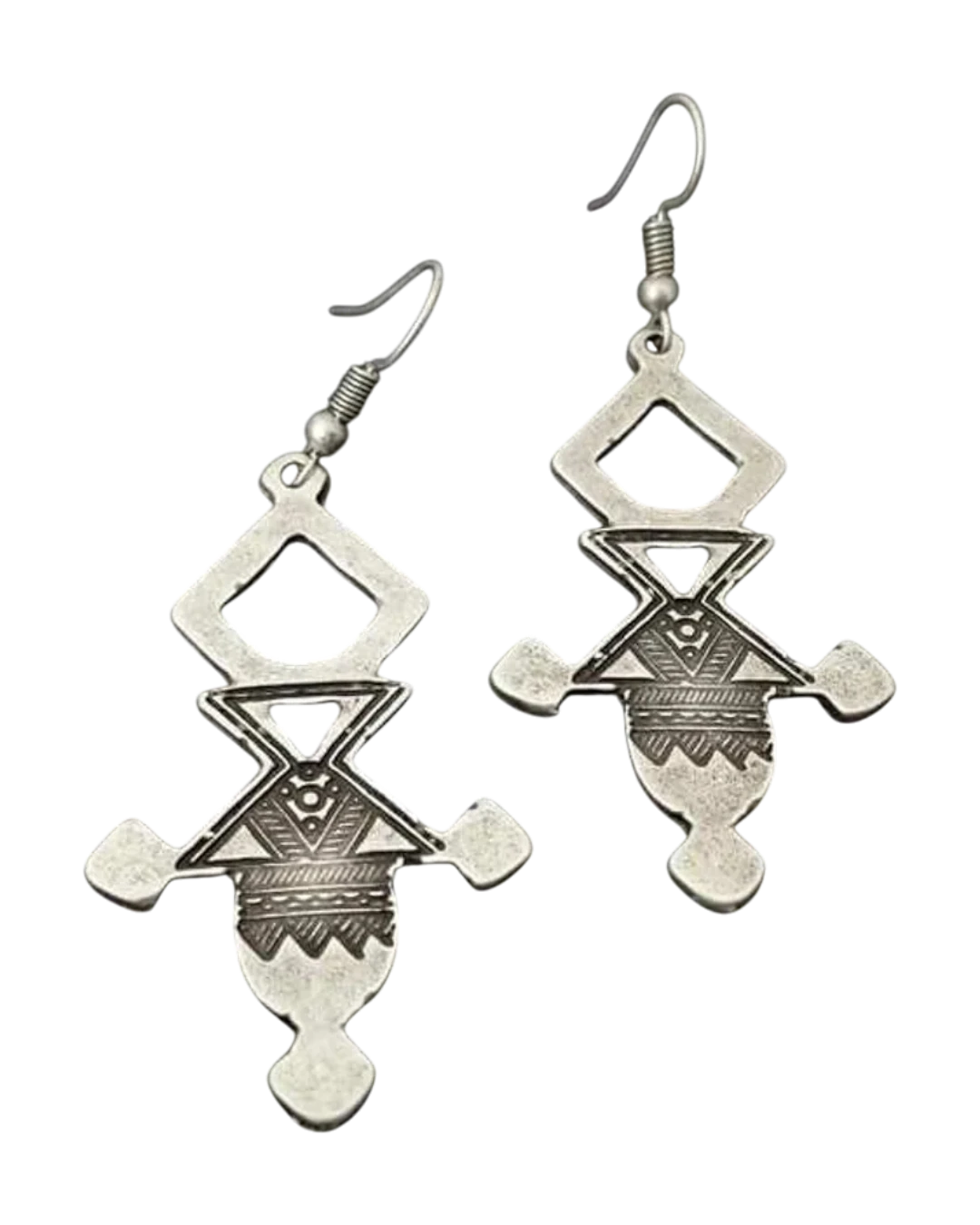 an.20946 Σκουλαρίκια χειροποίητα επάργυρα ethnic boho tribal - Image 1