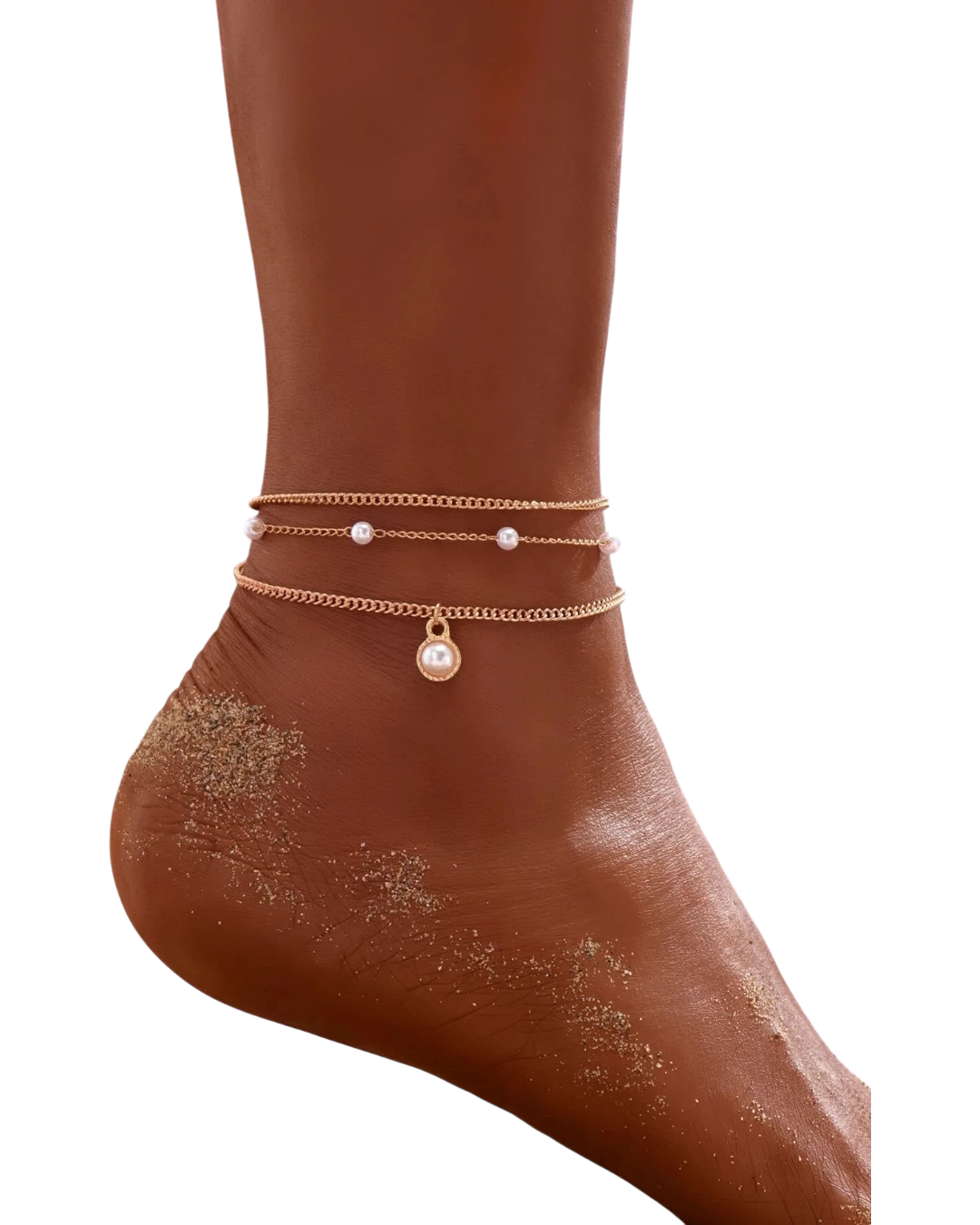 an.21035 Αλυσίδα ποδιού τριπλή ethnic boho - Image 1