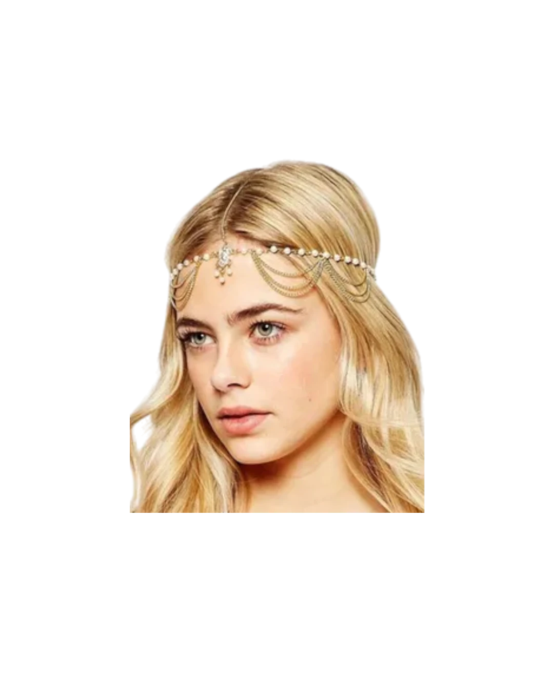 an.21100 Αλυσίδα κεφαλιού με περλίτσες και στράς ethnic boho - Image 1