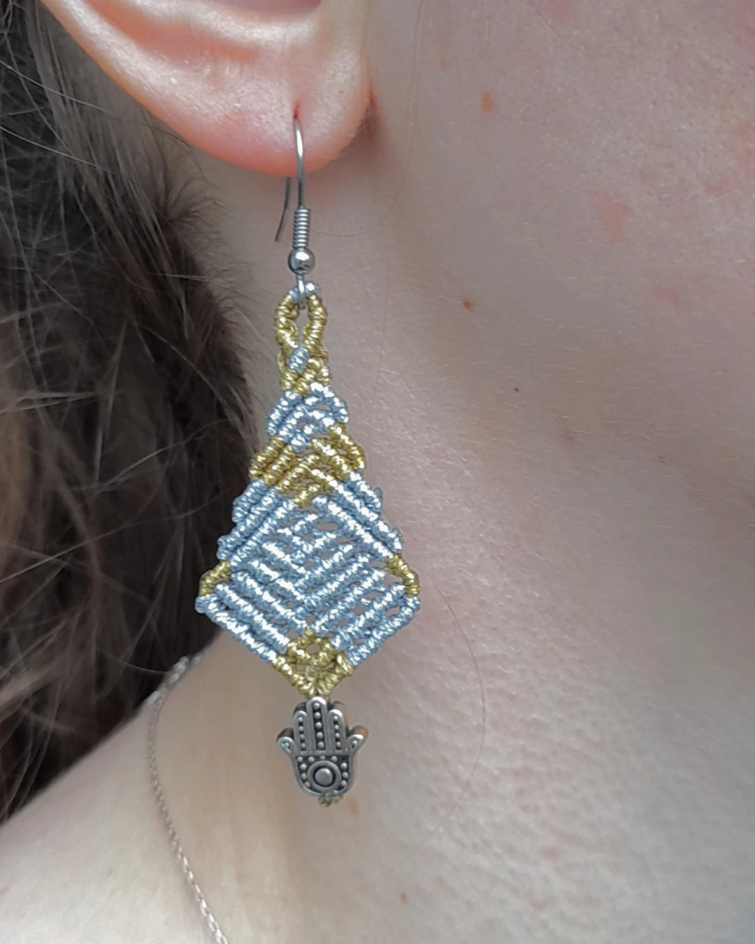 an.21120 Σκουλαρίκια μακραμέ χειροποίητα “δένδρο” - Image 1