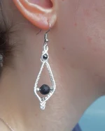 Σκουλαρίκια μακραμέ χειροποίητα “ρόμβος” - Image 2