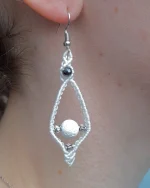 Σκουλαρίκια μακραμέ χειροποίητα “ρόμβος” - Image 4