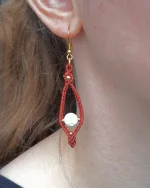 Σκουλαρίκια μακραμέ χειροποίητα “ρόμβος” - Image 6