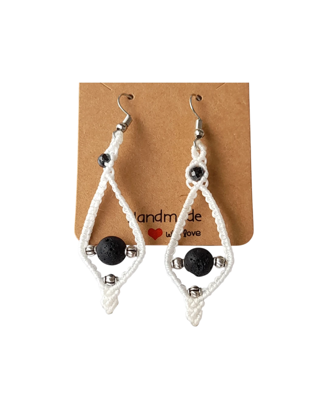 _an.21121 Σκουλαρίκια μακραμέ χειροποίητα “ρόμβος” - Image 1