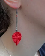 Σκουλαρίκια μακραμέ χειροποίητα “φύλλο” - Image 2