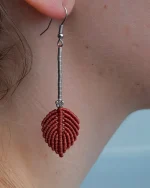 Σκουλαρίκια μακραμέ χειροποίητα “φύλλο” - Image 6