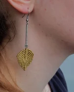 Σκουλαρίκια μακραμέ χειροποίητα “φύλλο” - Image 8