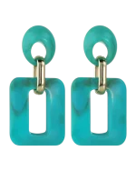 Σκουλαρίκια σε τυρκουάζ απο πολυρητίνη boho