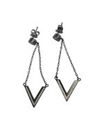 Σκουλαρίκια ασημένια με ζιρκόν σε μαύρο ασήμι