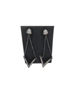 Σκουλαρίκια ασημένια με ζιρκόν σε μαύρο ασήμι - Image 2