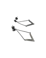 Σκουλαρίκια ασημένια με ζιρκόν σε μαύρο ασήμι - Image 3