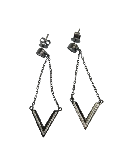 Σκουλαρίκια ασημένια με ζιρκόν σε μαύρο ασήμι