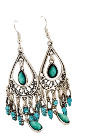 Σκουλαρίκια ethnic boho με κρύσταλλα